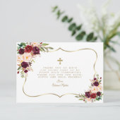 ブルゴーニュ赤面フローラ金ゴールドクロス聖餐式 サンキューカード (スタンド正面)