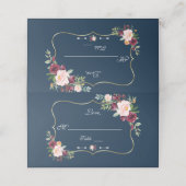 ブルゴーニュ赤面フローラ金ゴールドネイビーブルーテーブル番号 プレイスカード (外部開封)