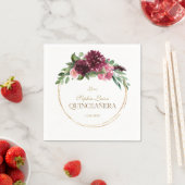 ブルゴーニュ赤面フローラ金ゴールドミクリンスキンセアニラ スタンダードカクテルナプキン (インサイチュ)