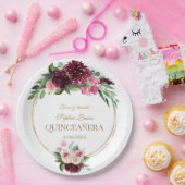 ブルゴーニュ赤面フローラ金ゴールドミクリンスキンセアニラ ペーパープレート (パーティー)