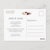 ブルゴーニュ赤面フローラ金ゴールド幾何学日付を保存 ポストカード (裏面)