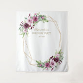 ブルゴーニュ赤面フローラ金ゴールド誕生日フォトプロップ タペストリー (正面)