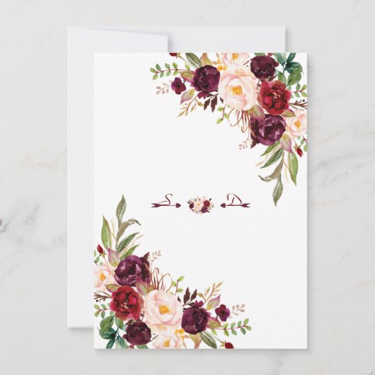 ブルゴーニュ赤面フローラ〔雄ジカの〕枝角リハーサルディナー 招待状 (裏面)