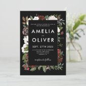 ブルゴーニュ赤面ブラックフローラボタニッ結婚クス 招待状 (スタンド正面)