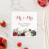 ブルゴーニュ赤面ブルーフローラミセス結婚ズ スタンダードカクテルナプキン (インサイチュ)