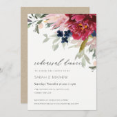 ブルゴーニュ赤面ブルーフローラリハーサルディナー招待状 サンキューカード (正面/裏面)