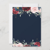 ブルゴーニュ赤面ブルーフローラレシピ花嫁カード サンキューカード (裏面)