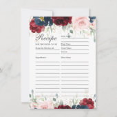 ブルゴーニュ赤面ブルーフローラレシピ花嫁カード サンキューカード (正面)