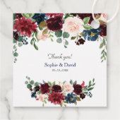 ブルゴーニュ赤面ブルー結婚フラワーズ フェイバータグ (裏面)