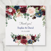 ブルゴーニュ赤面ブルー結婚フラワーズ フェイバータグ (正面)