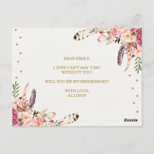 ブルゴーニュ赤面ボホフローラは私のブリーズメイドカード ポストカード (裏面)