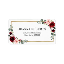 ブルゴーニュ赤面モダンフローラ幾何結婚の ラベル