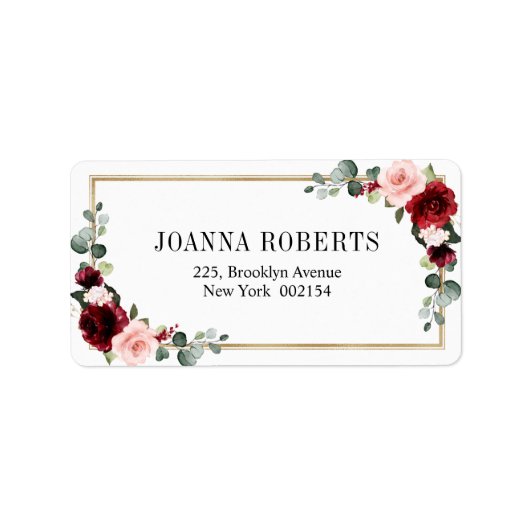 ブルゴーニュ赤面モダンフローラ幾何結婚の ラベル