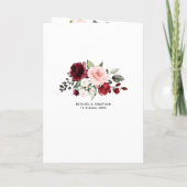 ブルゴーニュ赤面モダンフローラ幾何結婚の 招待状 (裏面)