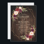 ブルゴーニュ赤面モダンフローラ幾何結婚の 招待状<br><div class="desc">ロマンチックエレガントなジオメトリックな水の色のフローラ結婚式招待状カードは、ブルゴーニュ/マルサラのブーケを備え、赤面ピンク、紫、素朴な木の背景に一致する葉と桃の水の色のバラ。秋/真夏結婚に最適。私の"blisswedingpaperie"ストアからより多くの一致するデザインやバリエーションを見つけてください。そし感じては連絡、私は自由にカスタマイズまたは一致する項目</div>