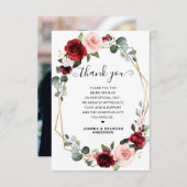 ブルゴーニュ赤面モダン幾何学写真 サンキューカード (正面/裏面)