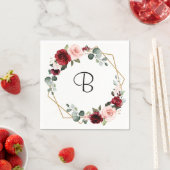 ブルゴーニュ赤面モダン幾何学的ブライダルシャワー スタンダードカクテルナプキン (インサイチュ)