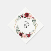 ブルゴーニュ赤面モダン幾何学的ブライダルシャワー スタンダードカクテルナプキン (角)