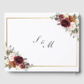 ブルゴーニュ赤面ラストオレンジフローラグリーン結婚ズ ゲストブック (裏面)