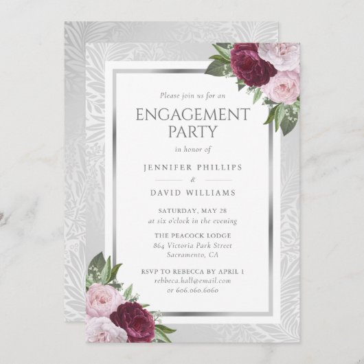 ブルゴーニュ赤面及びシルバーフローラ婚約パーティ 招待状 (正面/裏面)