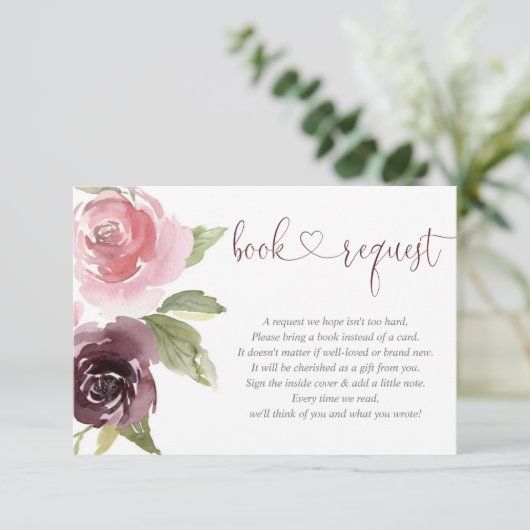 ブルゴーニュ赤面女の子の赤ちゃんシャワー本リクエストenclo エンクロージャーカード (スタンド正面)