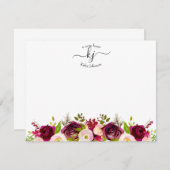 ブルゴーニュ赤面植物学フローラモノグラムノートカード サンキューカード (正面/裏面)