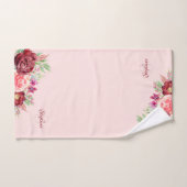 ブルゴーニュ赤面水彩フローラ パーソナライズされた バスタオルセット (ハンドタオル)