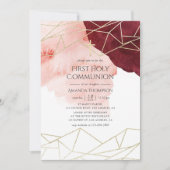 ブルゴーニュ赤面水彩幾何学聖域 招待状 (正面)