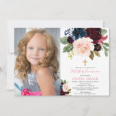 ブルゴーニュ赤面海軍の女の子の最初の共産写真 招待状 (正面)