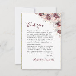 ブルゴーニュ赤面牡丹とバラ結婚ズ サンキューカード