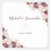 ブルゴーニュ赤面牡丹とバラ結婚ズ スクエアシール (正面)