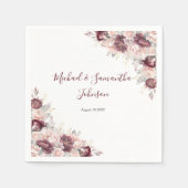 ブルゴーニュ赤面牡丹とバラ結婚ズ スタンダードカクテルナプキン (正面)