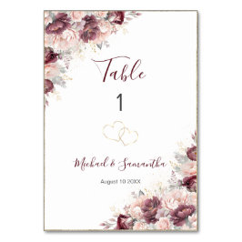 ブルゴーニュ赤面牡丹とバラ結婚ズ テーブルナンバー