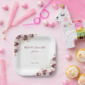 ブルゴーニュ赤面牡丹とバラ結婚ズ ペーパープレート (パーティー)