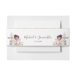 ブルゴーニュ赤面牡丹とバラ結婚ズ 招待状ベリーバンド