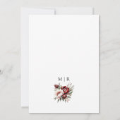 ブルゴーニュ赤面素朴ピンクフローラ保存日 招待状 (裏面)