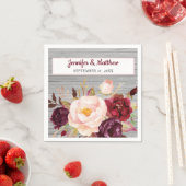 ブルゴーニュ赤面素朴フローラ結婚紙 スタンダードカクテルナプキン (インサイチュ)