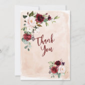 ブルゴーニュ赤面結婚バラの写真サンキューカード 招待状 (正面)