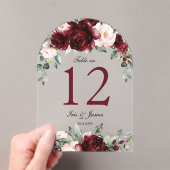 ブルゴーニュ赤面結婚フローラのアーチテーブル番号 アクリル招待状 (インサイチュ (ポータブル))