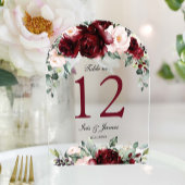 ブルゴーニュ赤面結婚フローラのアーチテーブル番号 アクリル招待状