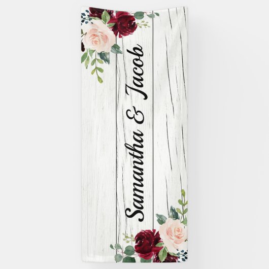 ブルゴーニュ赤面結婚フローラのブライダルシャワー名 横断幕 (縦)