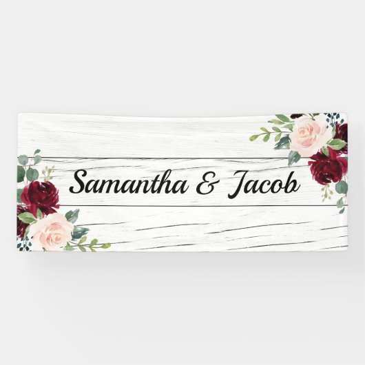 ブルゴーニュ赤面結婚フローラのブライダルシャワー名 横断幕 (横)