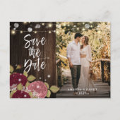 ブルゴーニュ赤面結婚フローラの写真Save The Date 案内ポストカード (正面)