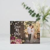 ブルゴーニュ赤面結婚フローラの写真Save The Date 案内ポストカード (スタンド正面)