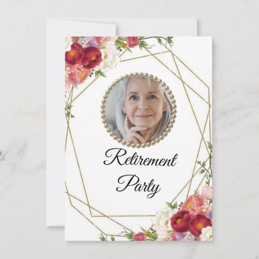 ブルゴーニュ赤面花写真定年パーティー 招待状 (裏面)