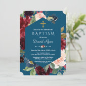 ブルゴーニュ赤面花金ゴールドクロスブルーバプテスマ 招待状 (スタンド正面)