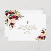 ブルゴーニュ赤面花金ゴールドクロスホーリーコミュニオン サンキューカード (正面/裏面)