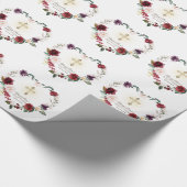 ブルゴーニュ赤面花金ゴールドフレームクロスバプテスマ ラッピングペーパー (角)