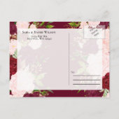 ブルゴーニュ赤面金ゴールドフローラMonogram日付を保存 案内ポストカード (裏面)