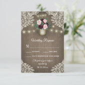 ブルゴーニュ赤面金ゴールドメイスンジャールウェディングRSVPカード 出欠カード (スタンド正面)